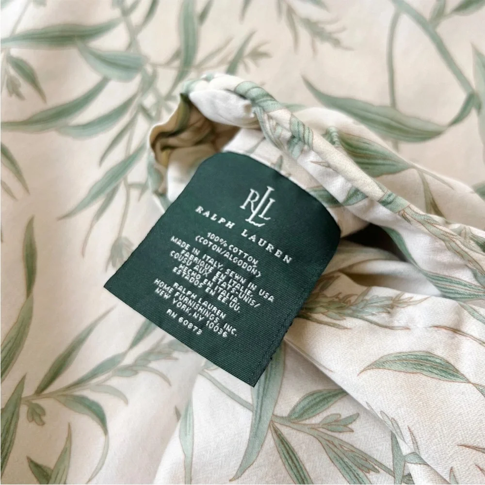Ralph Lauren Desert Plains Perennial KING Duvet Cover Sateen Vintage Cream Green